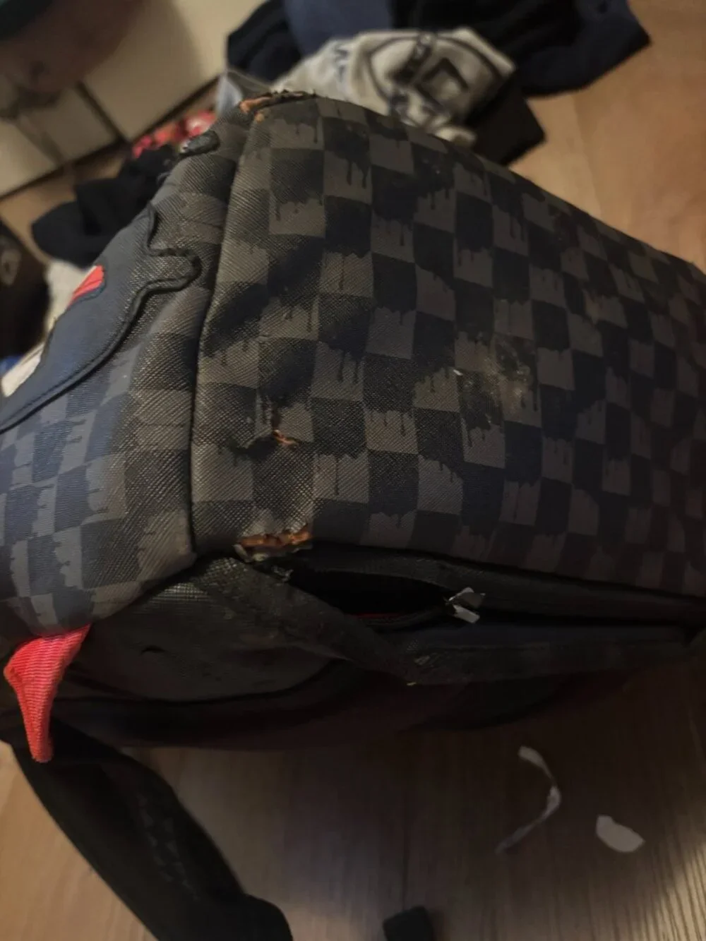 Sprayground Shark Mouth Backpack Limited Edition Black Checkered